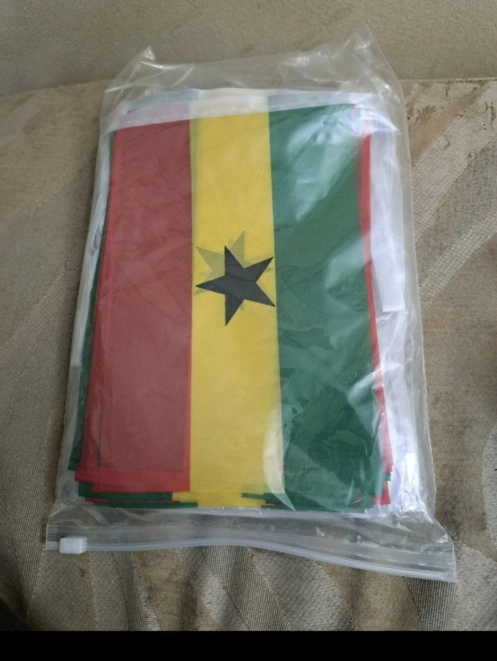 Ghana Flag Bunting Garland - Red, Yellow, Green with Black Star Set (2)